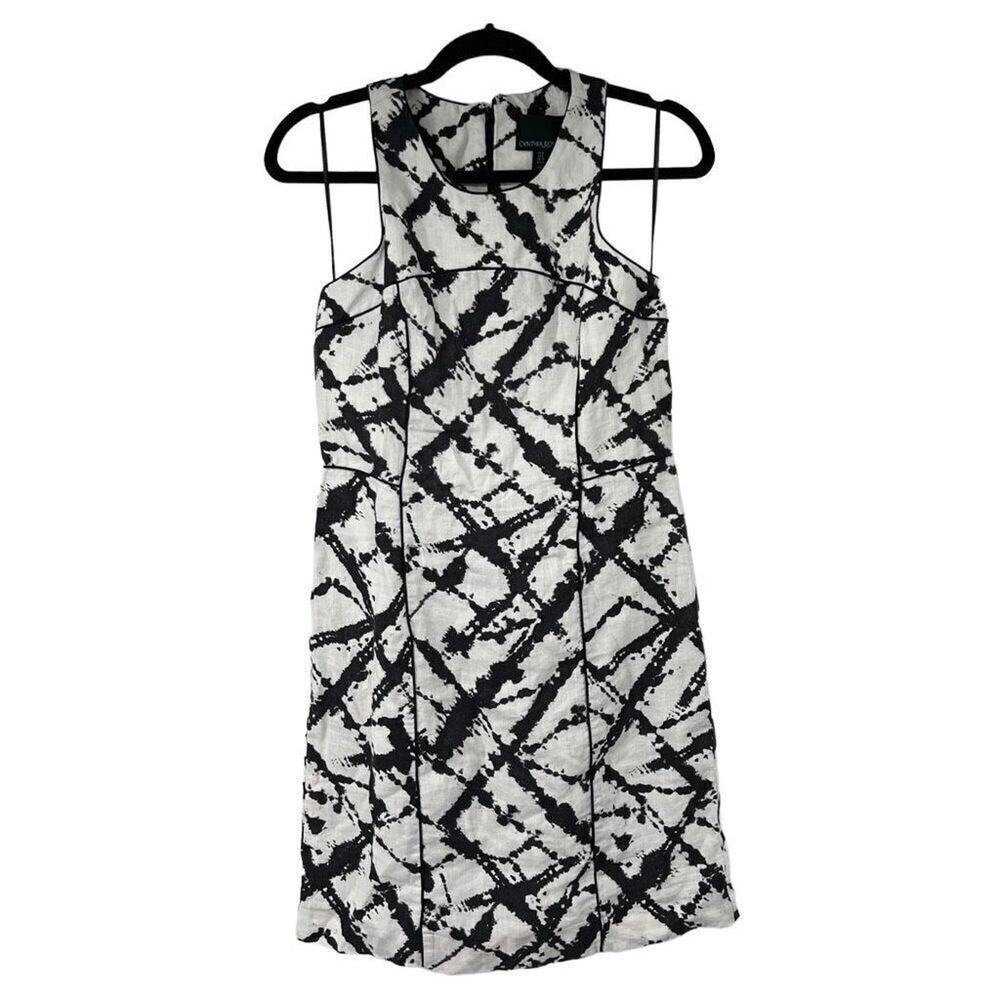 Cynthia Rowley Black &‎ White Pattern Linen Sleeveless Dress